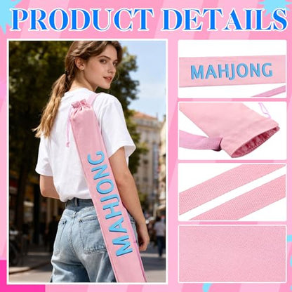 34 Inch Mahjong Mat Bag Storage Holder,Pink,Cute - color: Pink, style: Cute