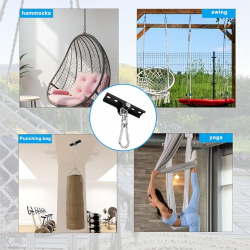 Heavy Duty Swing Hanger Hook, Swing Hangers for Wooden Concrete Swingset Hangers, 360° Swivel Swing Set Hanger，Suspension Hooks for Hammock Chairs, Yoga Swings, Punching Bag