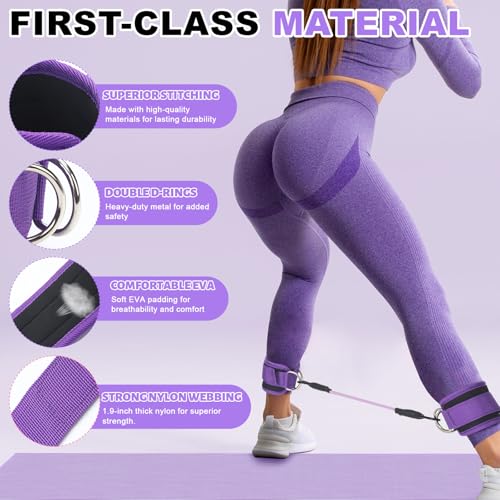 RoundFunny Set of 18 Pilates Ring Essential Kit for Women Pilates Ring and Ball Ankle Resistance Band Yoga Strap Socks Mat Arm Stretcher Latex Tube Gym Back Bag Exercise Equipment for Workout - color: Purple