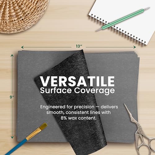 MyArtscape Graphite Transfer Paper 9" x 13" 25 Black Waxed Sheets | Waxed Carbon Paper Graphite Paper with 25 reusable sheets for tracing on canvas, wood, paper, metal and ceramic