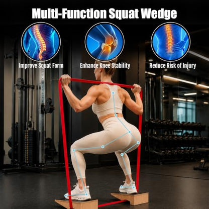 SEWD Wooden Squat Wedge, Non-Slip Slant Boards for Heel Elevated Squat
