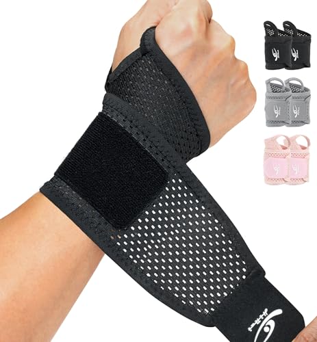 HiRui 2-Pack Ultra-Thin Mesh Wrist Wraps - Breathable, Adjustable Wrist Support for Workouts & Daily Use - Unisex Wrist Brace for Pain Relief, Tendonitis, Carpal Tunnel - One Size Fits All (Black) - color: Black
