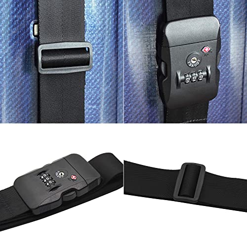 Heavy Duty Luggage Straps TSA Approved with Combination Lock Adjustable Travel Belt for Suitcases (Black) - color: Black-2