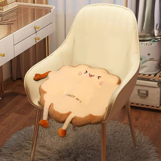 Toast Seat Cushion Bread Pillow with Naughty Expression, Kawaii Food Chair Pads for Office Dorm Bedroom,Pillow Cushion Gift for Birthday, Christmas (Round 15.7inch) - color: Naughty