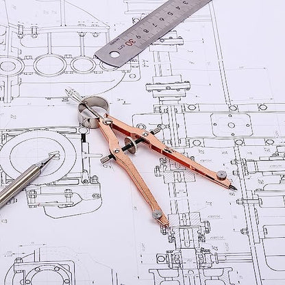 Mr. Pen- Professional Compass for Geometry, Extra Lead | Metal Compass Drawing Tool for Students, Drafting and Engineering, Technical Drawings, Circles and Geometry Projects - color: Rose Gold