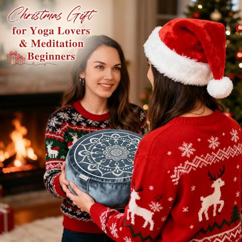 Hihealer Meditation Cushion, Traditional Tibetan Velvet Meditation Pillow - color: Restful Light Blues