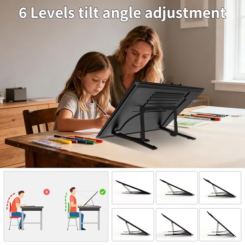 HIUKCOLED Rechargeable A3 Light Pad with Diamond Painting Light Board Carry Bag, Built-in Foldable Stand＆top Clip, 3 Colors/Stepless/6-level Brightness, Battery Powered Wireless LED Tracing Box - style: A3 Stand with Bag