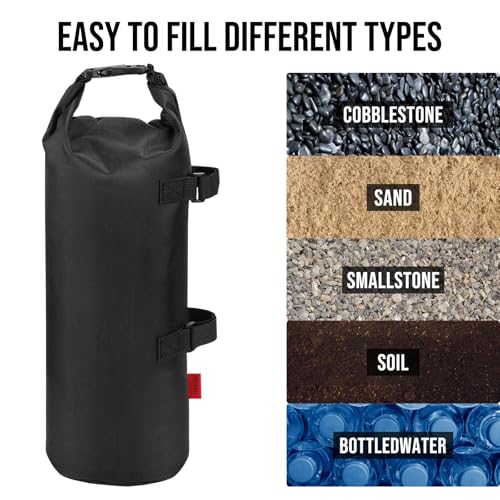 YOOFAN Heavy Duty Sand Bags for Canopy Legs (Set of 4) – 1680D Waterproof Oxford Fabric with Upgraded Hook & Loop Straps – Ideal Weights for Tent, Gazebo, Bounce House