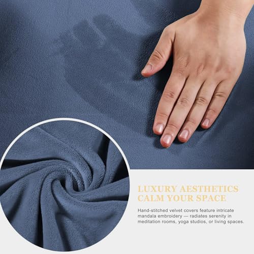 Meditation Zafu Cushion Set,Removable Machine-Washable Luxury Velvet Cover (Blue（Only Cover）) - color: Blue（only Cover）