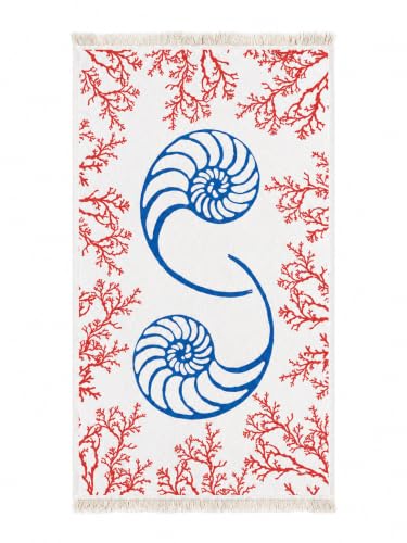 Turkish Beach Towel - 100% Organic Cotton - Soft, Quick-Dry, Sand Proof, Prewashed - Lightweight & Oversized for Beach, Pool, Yoga, Bath, Travel, Gym, Throw - (Coral Reef) - color: Coral Reef