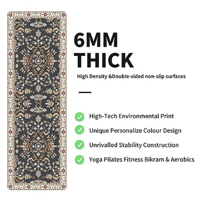 nuveti Yoga Mat Print Extra Thick TPE Non Slip Fitness Exercise Mat with Carrying Bag,72"x24" Extra Thick 6MM Exercise & Workout Mat for Yoga, Pilates Fitness and Floor Exercises - color: OSDT4