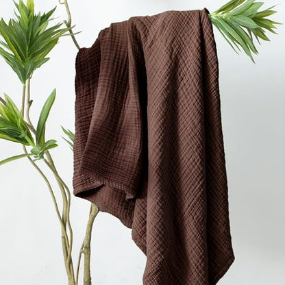 Carriediosa 100% Cotton Muslin Throw Blanket 108x 90 Summer Gauze for Adult - color: Dark Brown, size: King