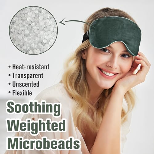 BeHoomi Cooling & Heated Eye Mask, Weighted Eye Mask for Sleeping, Grey - color: Grey