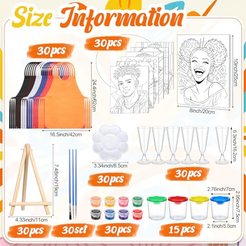 Sherr 285 Pcs 30 Sets Sip and Paint Kit for Adults,Portraits | Pre Drawn Canvas to Paint for Adults, Acrylic Paints, Brushes, Easels, Date Night, Birthday Party Gifts - style: Portraits