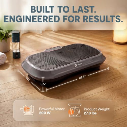 Lifepro Waver Vibration Plate Exercise Machine with 99 Speeds & 10 Presets | Resistance Bands, Non-Slip Surface, 330 lbs Capacity — Vibration Plate for Lymphatic Drainage, Body Toning, Full-Body Workout - color: Gray
