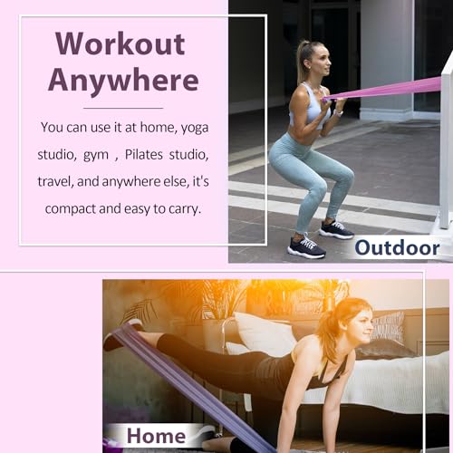Resistance Bands Set for Physical Therapy, Rehab, Yoga and Pilates - color: Gradient Pink 5-80lbs - Includes Accessories