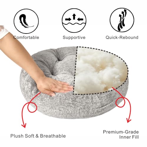 Floor Cushion Pillow, Portable Large - color: Round, Gray