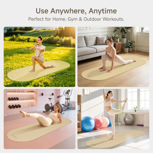 WeiLa Extra Thick Yoga Mat (10mm), Large TPE Workout Mat 74"x28" with Strap - color: Cream & Matcha Green