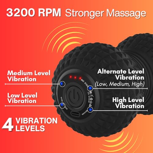 ZeenKind Vibrating Peanut Massage Ball Plantar Fasciitis Muscle Pain Relief | Portable Foot Roller Massager for Deep Tissue Therapy Muscle Pain Myofascial Release, 4 Vibration Speed - color: Peanut Ball-stronger Vibration