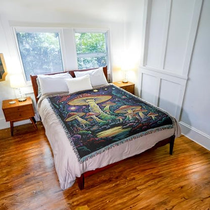 Pure Country Weavers Mushroom Glow by Wumples - Gift Tapestry Throw Blanket Woven from Cotton - Made in The USA (72x54) - color: Mushroom Glow, size: 72x54