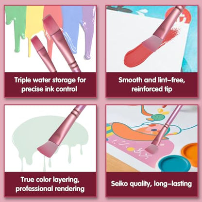 Acrylic Paint Brush Set, 6 pcs Watercolor Brushes, Painting Brush Nylon Hair Brushes for All Purpose Oil Watercolor Painting Beginner Kits (6, Pink) - color: Pink