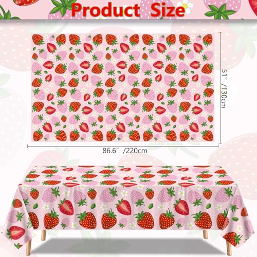 4 Pack Strawberry Tablecloth Strawberry Table Cloth Berry Party Table Cover Sweet One Birthday Party Tablecloth Berry Themed Decor 51 x 86 Inch Fruit Themed Indoor Outdoor Decorations