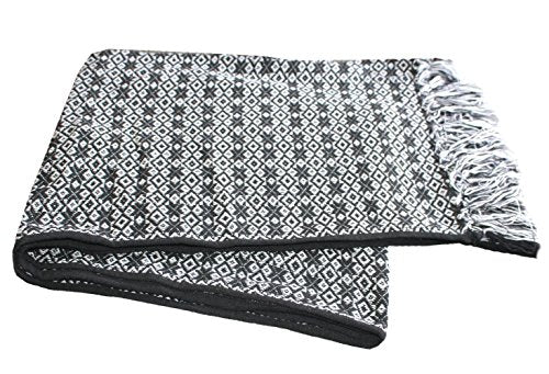 Del Mex Mexican Rebozo Shawl Blanket Doula - color: Black/White, size: Regular (6 ft x 2.5 ft)