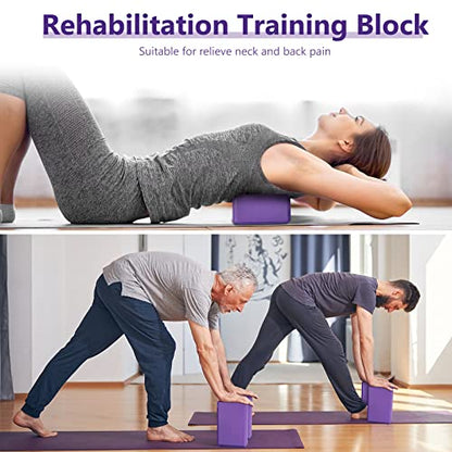 20 Pcs Yoga Blocks Bulk Eva Foam Exercise Brick Purple Non Slip Gymnastic Soft High Density Dance for Girls Women Toning Meditation Stretching Yoga Pilates Accessories