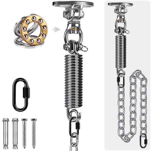 SELEWARE Hammock Chair Hanging Kit, Bearing Swing Hooks w/Spring & Chain - color: Bearing Swing Hanger With Chain & Straight Spring