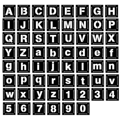 Eage 1 Inch Letter Stencils for Painting, 62 Pcs Reusable Plastic Letter Number Stencils, Interlocking Template Kit for Painting on Wood, Wall, Fabric, Rock, Chalkboard, Signage - size: 1 Inch