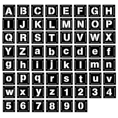 Eage 4 Inch Letter Stencils for Painting, 62 Pcs Reusable Plastic Letter Number Stencils, Interlocking Template Kit for Painting on Wood, Wall, Fabric, Rock, Chalkboard, Signage - size: 4 Inch