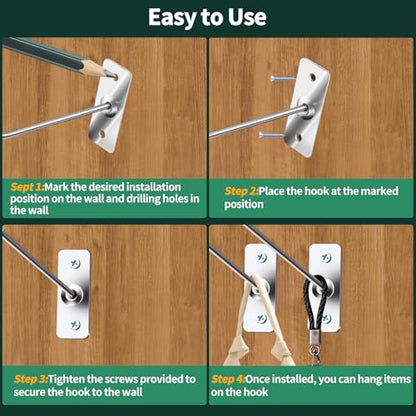 40 Pcs 8"/20CM Stainless Steel Wall Mounted Hooks with Protective Caps and Screws, Coat Bag Hat Utility Hook, Garage Tools Storage Organizer & Hanger for Office Kitchen Home Shop - size: 8" / 20cm