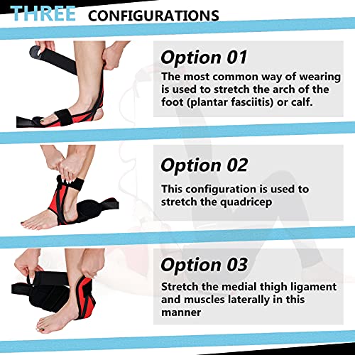 Foot and Calf Fascia Stretcher for Plantar Fasciitis, Physiotherapy Stretching Strap, Yoga Stretch Strap Improves Strength and Relief to Heel Spurs, Calf, Thigh and Hip (Red) - color: Red