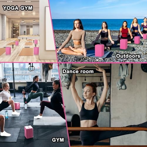 Honoson 20 Pcs Yoga Blocks Bulk 9''x6''x3'' High Density EVA Foam Blocks for Exercise Pilates Meditation, Lightweight Non-slip Surface, Improve Strength Balance Flexibility - color: Rose Red