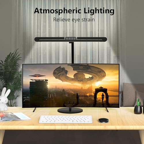 Architect Desk Lamp with Remote Control, Adjustable Led Desk Light for Home Office with Base, 24W Bright Auto Dimming Table Light Rotatable Office Lamp with Swing Arm for Computer Cafting - color: Dark Black