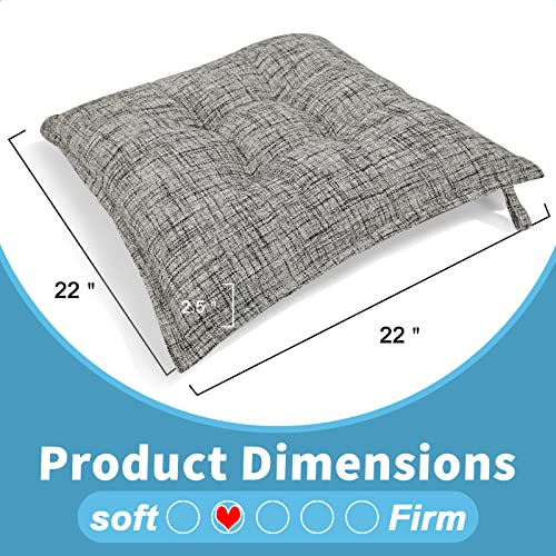 SINSOSSO Large Floor Pillow 22", Thickened Bite-Size Memory Foam Square Non-Slip Cushion for Office Back Support/Indoor Yoga/Chair Seat, Fashionable Color-Blocked Fabric & Washable, White-Gray, 1 PCS - color: White-gray