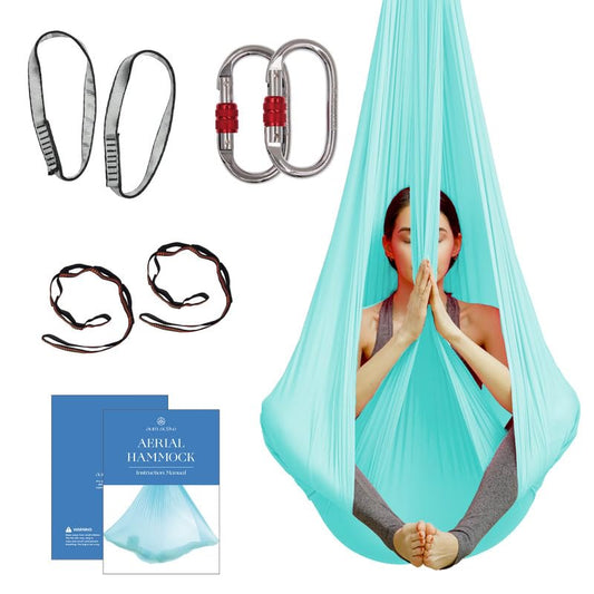 Aerial Yoga Hammock Swing, 4.5 Yards, Aerial Silks with Hardware - color: Light-Blue, size: 4.5 yards
