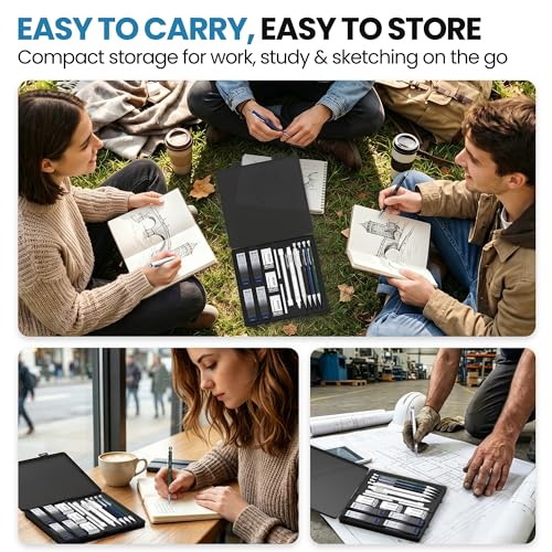 WUO 0.5 mm Mechanical Pencils with Eraser Pen Storage Case, 4 PCS | Metal Drafting Pencil Set, 480 HB Lead Refills, 3x4B Erasers, 11 Eraser Refills for Artist Writing Drawing Sketching - color: Multicolor1 - 0.5mm (4 Pack)