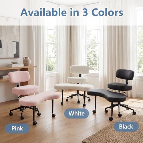 DUMOS ADHD Meditation Chair, Cross Legged Home Office Desk Chair - color: Teddy Fabric White