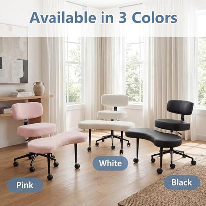 DUMOS ADHD Meditation Chair, Cross Legged Home Office Desk Chair - color: Teddy Fabric White