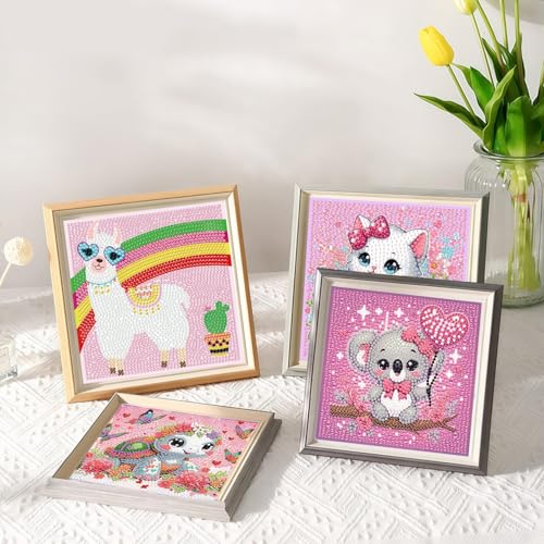 Acelii 6 Pack Elephant Diamond Painting Kits for Kids, 5D DIY Art Set | Cute Elephant Gem Art Kit for Kids & Beginners, Full Round Big Gems, Home Wall Decor, 6 x 6 Inch Craft Gift - color: KD78-KD79-KD80-KD81-KD82-KD83-1