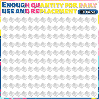 Queekay 150 Pcs Watercolor Half Pans Empty with 150 Pcs Magnetic Stripe White Plastic Paint Containers Artist Half Pans Watercolor Tin Fit for Oils or Acrylics Travel Art Drawing