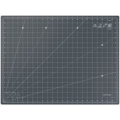 ARTEZA Self Healing Cutting Mat, 18 x 24 Inch Rotary Cutting Mat, Double-Sided 3 mm PVC-Free Craft Mat with Grid Lines and Angle Guides for Sewing, Quilting, Fabric, Paper, Vinyl, and Crafts - size: 12.4"L x 12.4"W