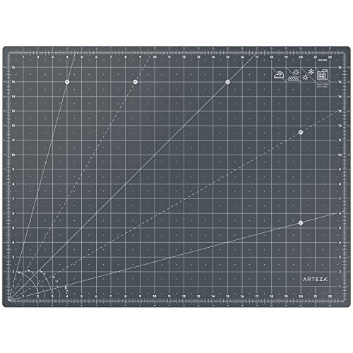 ARTEZA Self Healing Cutting Mat, 18 x 24 Inch Rotary Cutting Mat, Double-Sided 3 mm PVC-Free Craft Mat with Grid Lines and Angle Guides for Sewing, Quilting, Fabric, Paper, Vinyl, and Crafts - size: 12.4"L x 12.4"W