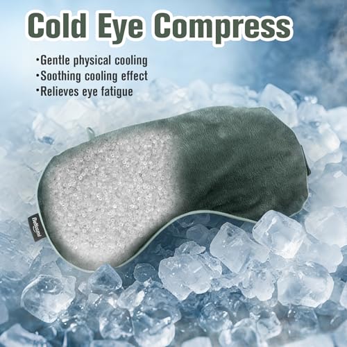BeHoomi Cooling & Heated Eye Mask, Weighted Eye Mask for Sleeping, Grey - color: Grey