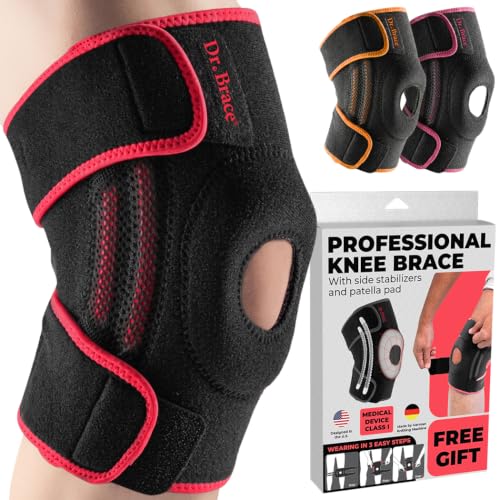 DR. BRACE ELITE Knee Brace with Side Stabilizers & Patella Gel Pads for Maximum Knee Pain Support and knee recovery for men and women-Please Check How To Size Video (Sunrise, Small) - color: Sunrise, size: Small