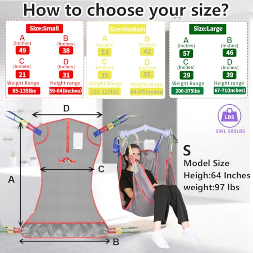 EZ Assistive Universal Full Body Patient Lift Sling for Patient Lift or Transfer, Lift Sling with Mesh Fabric Suitable for Bedridden,Elderly or Disabled (Small (Pack of 1)) - size: Small (Pack of 1)