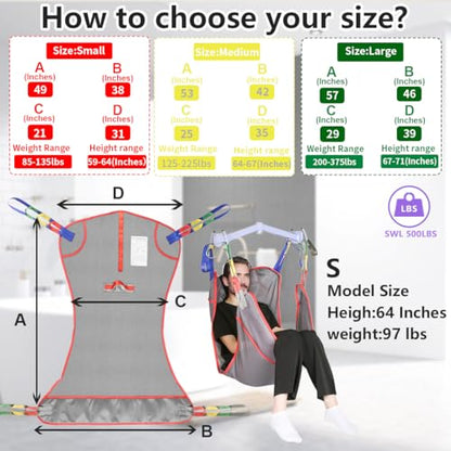 EZ Assistive Universal Full Body Patient Lift Sling for Patient Lift or Transfer, Lift Sling with Mesh Fabric Suitable for Bedridden,Elderly or Disabled (Small (Pack of 1)) - size: Small (Pack of 1)