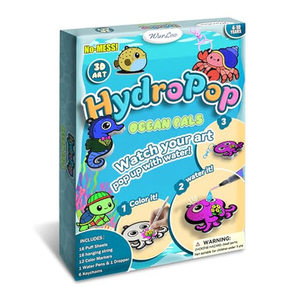 WurLoo Aqua Magic Puffs Paint 3D Art Kit Ocean Panl,Mess-Free Craft for Kids, DIY Color & Inflate Activity, Travel Toys & Creative Gifts for Girls and Boyd Ages 4, 5, 6, 7, 8, 9, 10 - color: Ocean Panl