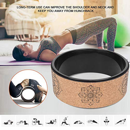 High Density PU Rubber Yoga Wheel for Stretching and Flexibility to Help Back Aches and Tension, Tear, Flexible Roller Designed, Extend Premium Back Roller - color: Black inner ring